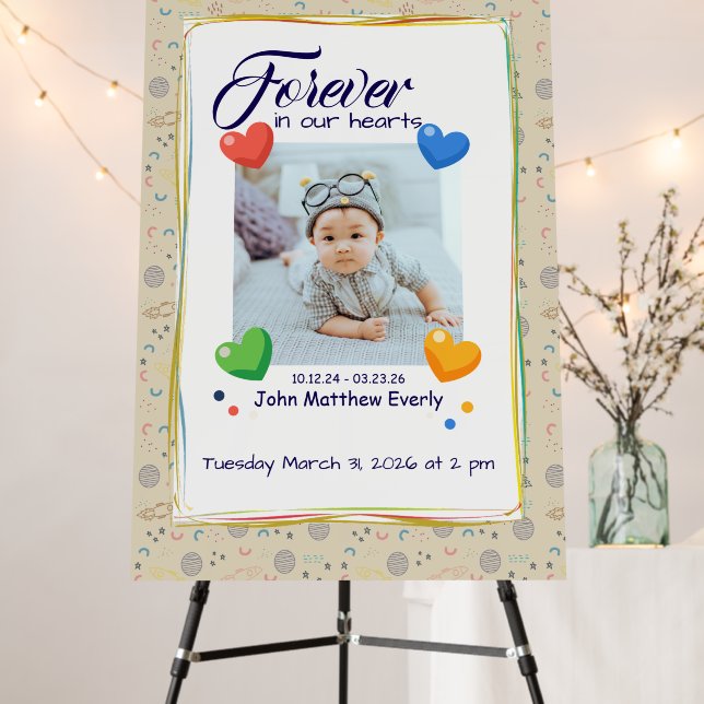 Space‑Themed 1-Photo Memorial Foam Board (In Situ (Stand))