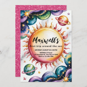 Space Themed 1st Birthday Party Invitation