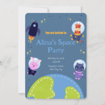 space-themed birthday invitation