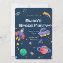 space-themed birthday invitation