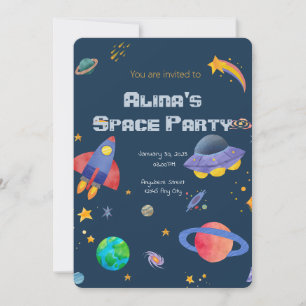 space-themed birthday invitation