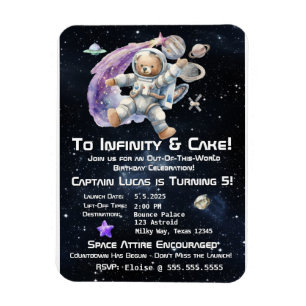 Space-Themed Kid's Birthday Invitation Magnet