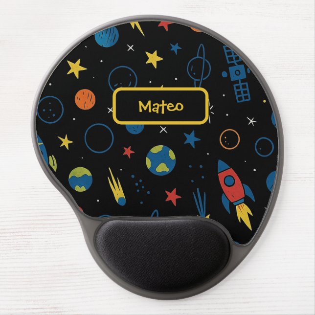 Space Themed Mousepad with Planets and Stars (Front)