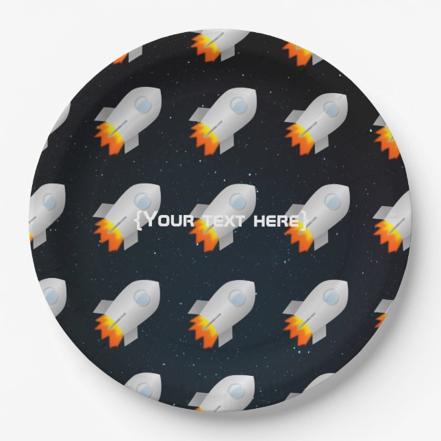 Space themed party personalised paper plates (Front)