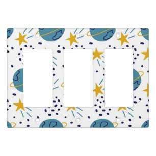 space-themed pattern planets stars cosmic elements light switch cover