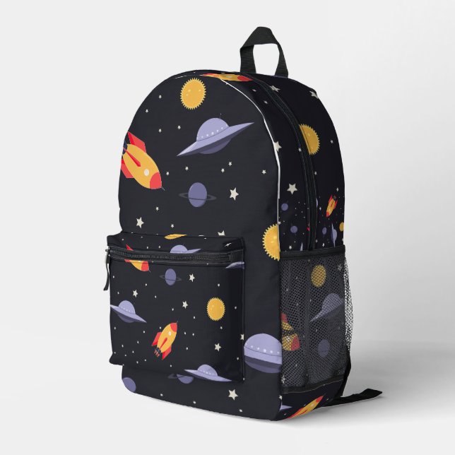 Space themed  printed backpack (Back Corner Right)