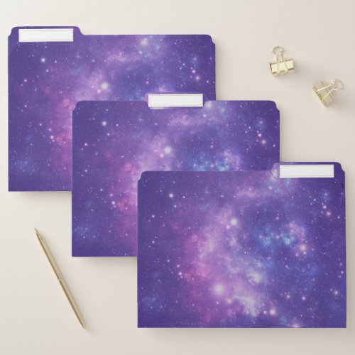 Space Themed Purple and White  File Folder