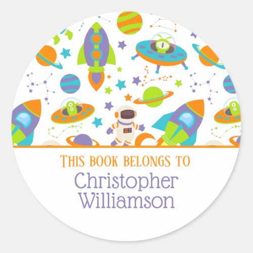 Space Themed This Book Belongs To Bookplate