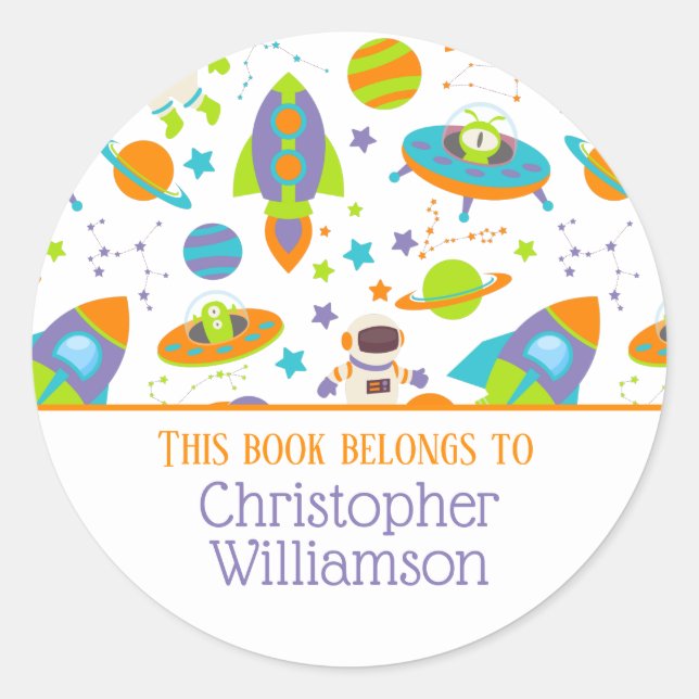 Space Themed This Book Belongs To Bookplate (Front)