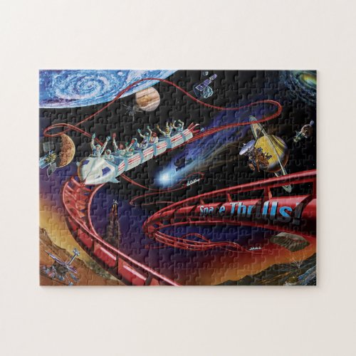 Space Thrills Cosmic Roller Coaster Artist Concept Jigsaw Puzzle