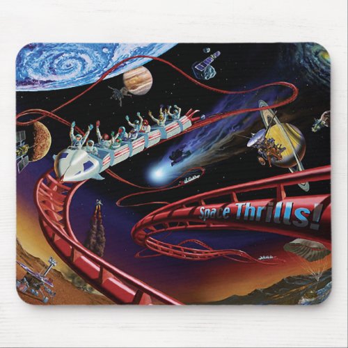 Space Thrills Cosmic Roller Coaster Artist Concept Mouse Pad