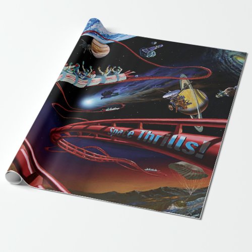 Space Thrills Cosmic Roller Coaster Artist Concept Wrapping Paper