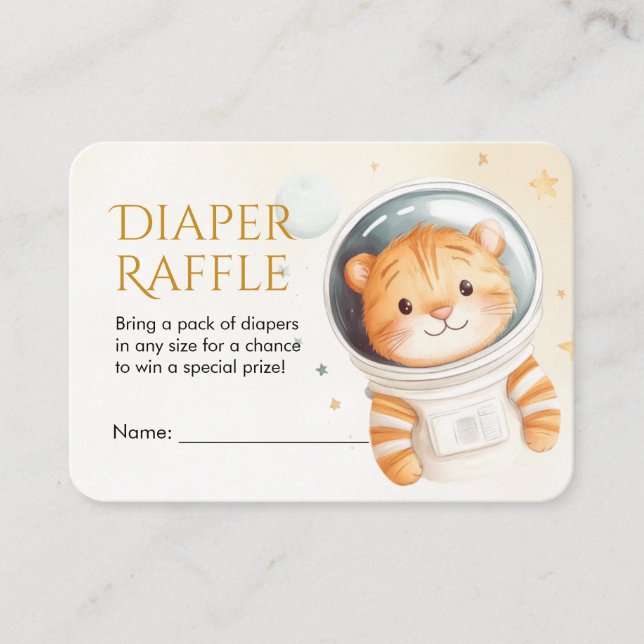 Space Tiger Diaper Raffle Card (Front)