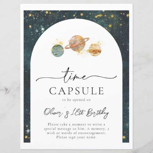 Space Time Capsule Sign  Space Birthday