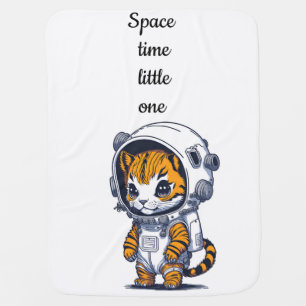 Space Time Little One Funny Cartoon Cat Baby Blanket