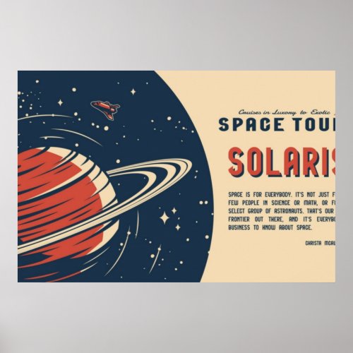 Space Tour Vintage Space Exploration Solaris Poster