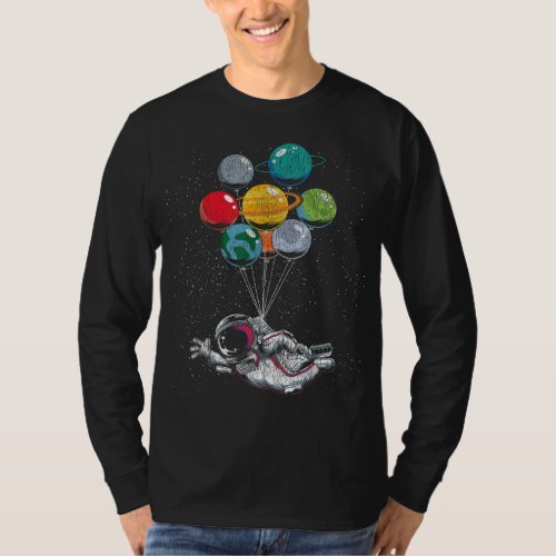 Space Travel Astronaut Planets Balloons Space Scie T_Shirt