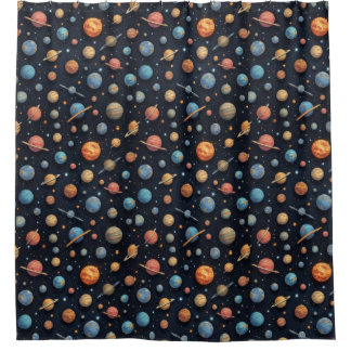 space travel shower curtain