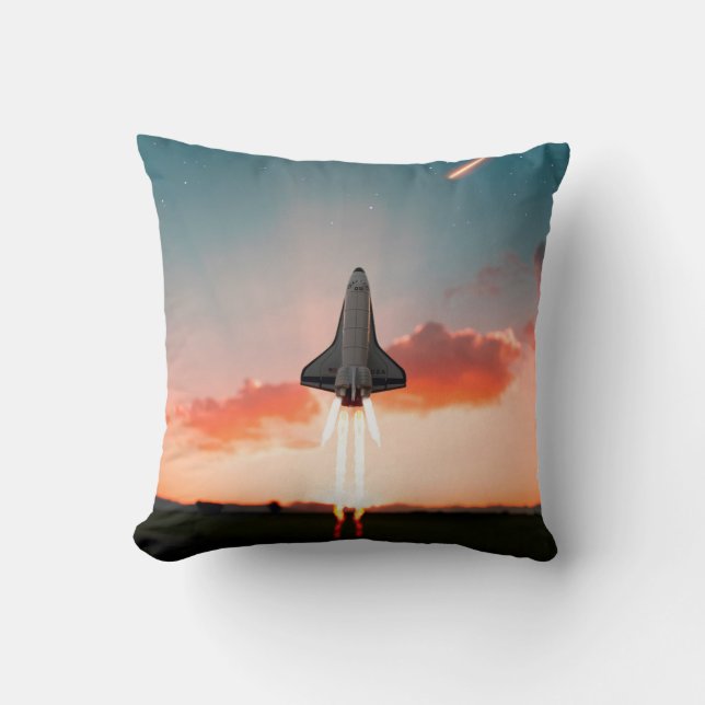 Space Travel Throw Pillow (Front)
