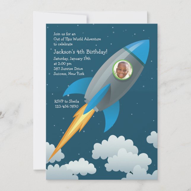 Space Traveler Photo Invitation (Front)