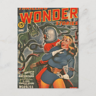 Space Travelers Attacked by Tentacle monster Postcard