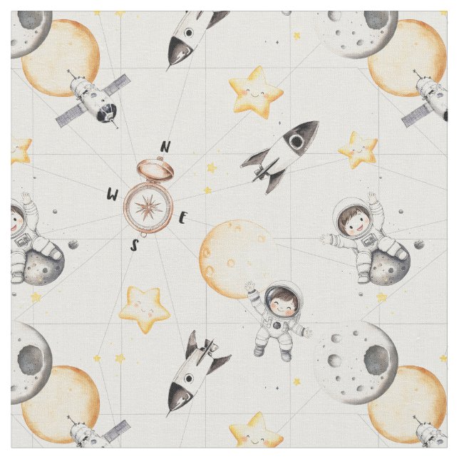 Space traveller astronaut spaceship sun moon fabric (Close Up)