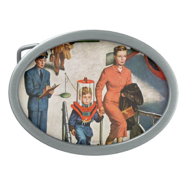 Space Traveller Oval Belt Buckle (Front)