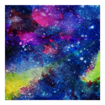 Space Traveller Spatial Galaxy Painting Poster by AllAboutPattern at Zazzle