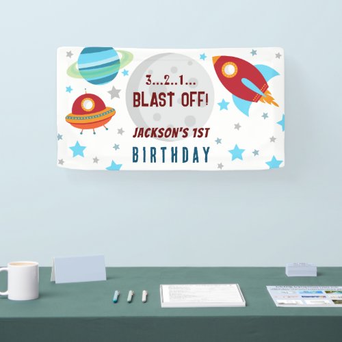 Space Trip Around the Sun 1st Birthday  Banner