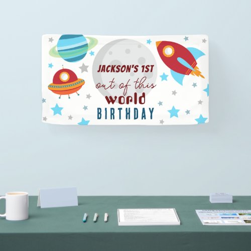 Space Trip Around the Sun 1st Birthday  Banner
