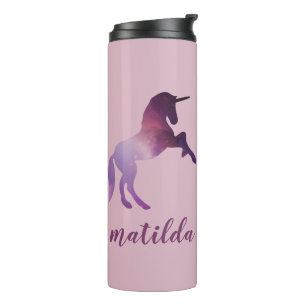 Space unicorn purple galaxy modern girly thermal tumbler