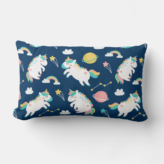 Space Unicorns Lumbar Pillow (Front)