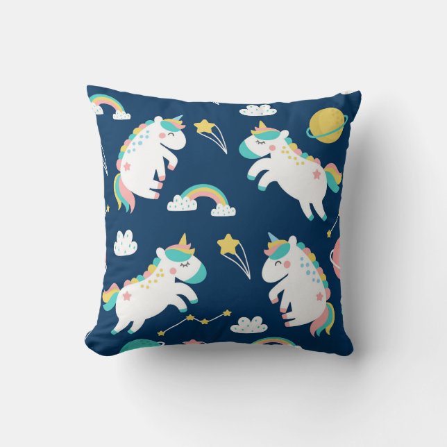 Space Unicorns Throw Pillow (Front)