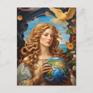 *~* Space Universe Earth Light AP50 Woman Postcard
