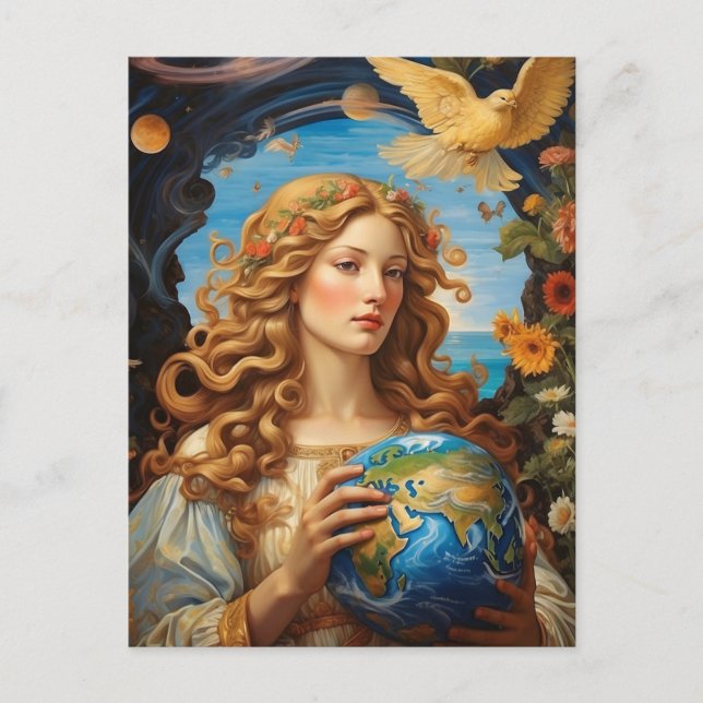 *~*  Space Universe Earth Light AP50 Woman Postcard (Front)