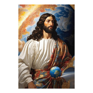 *~*  Space Universe Heal AP50 Jesus Holding Earth Photo Print