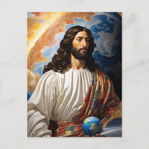 *~* Space Universe Heal AP50 Jesus Holding Earth Postcard
