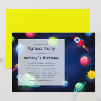 Space Virtual Birthday Party Invitation