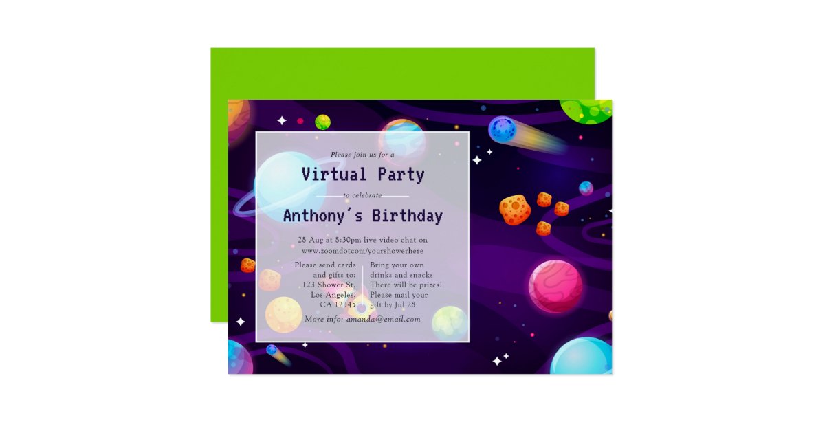 Space Virtual Reality Birthday Party Invitation