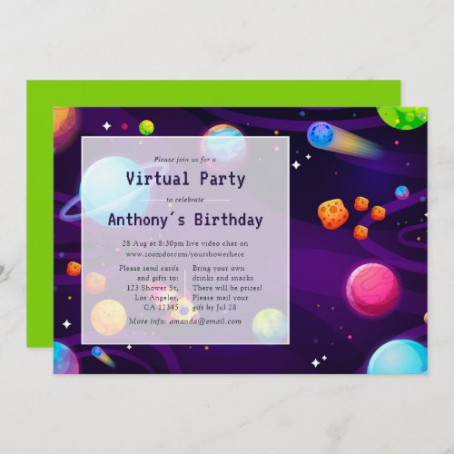 Space Virtual Reality Birthday Party Invitation