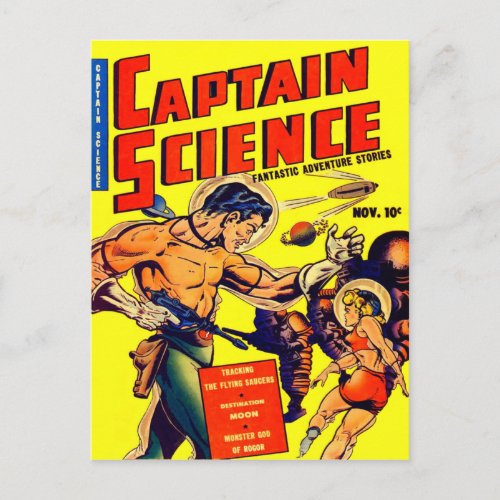 Space Warrior Vintage Science Fiction Comic Postcard