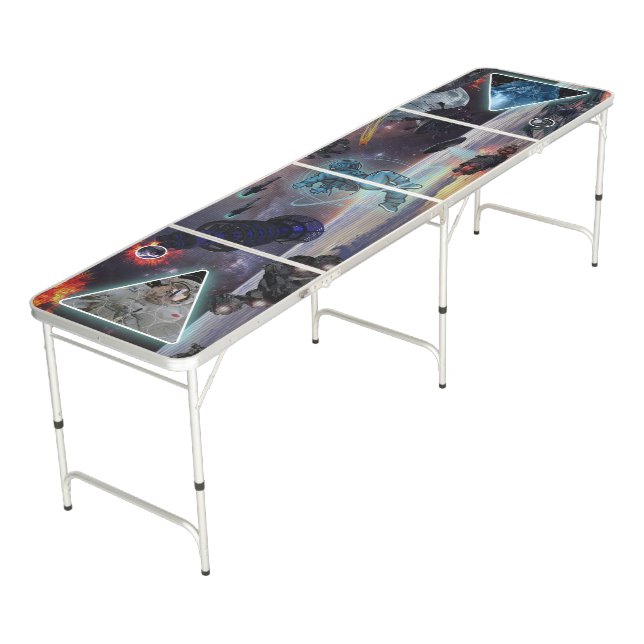 SPACE WARS ALIEN INVASION BEER PONG TABLE (Angled)