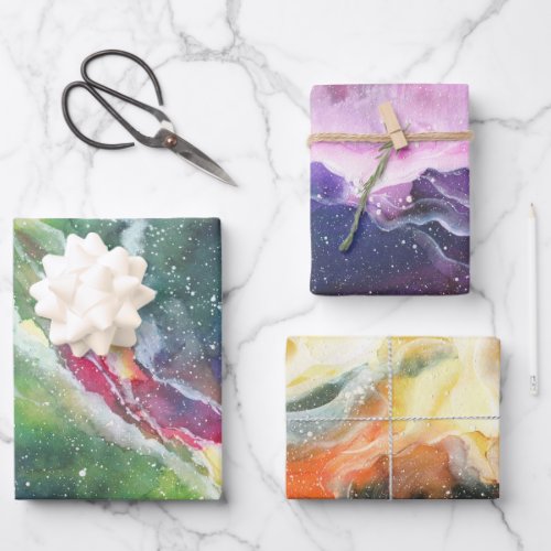 Space Watercolor Wrapping Paper Sheets
