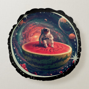 Space Watermelon Astronaut Round Pillow