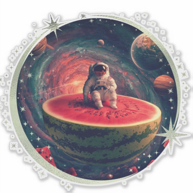 Space Watermelon Astronaut Sticker (Front)