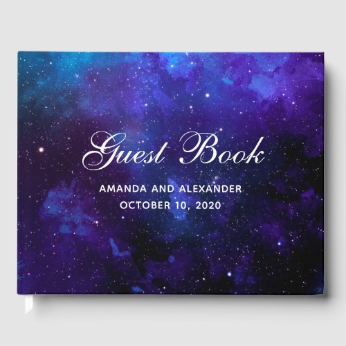 Space wedding. Night stars. Modern navy galaxy