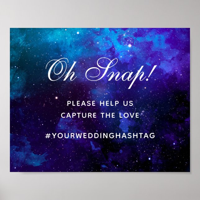 Space wedding. Night stars. Navy instagram hashtag Poster (Front)