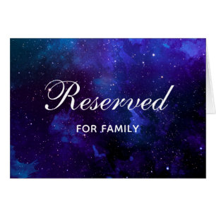 Space wedding. Night stars. Navy reserved sign Cards