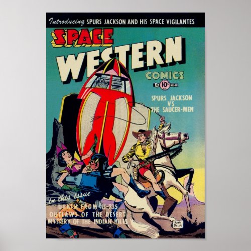 Space Western from Golden Age Comic Art Poster