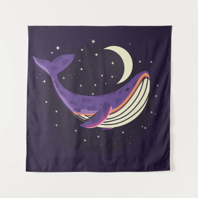 Space whale: colorful illustrated portrait. tapestry (Front)